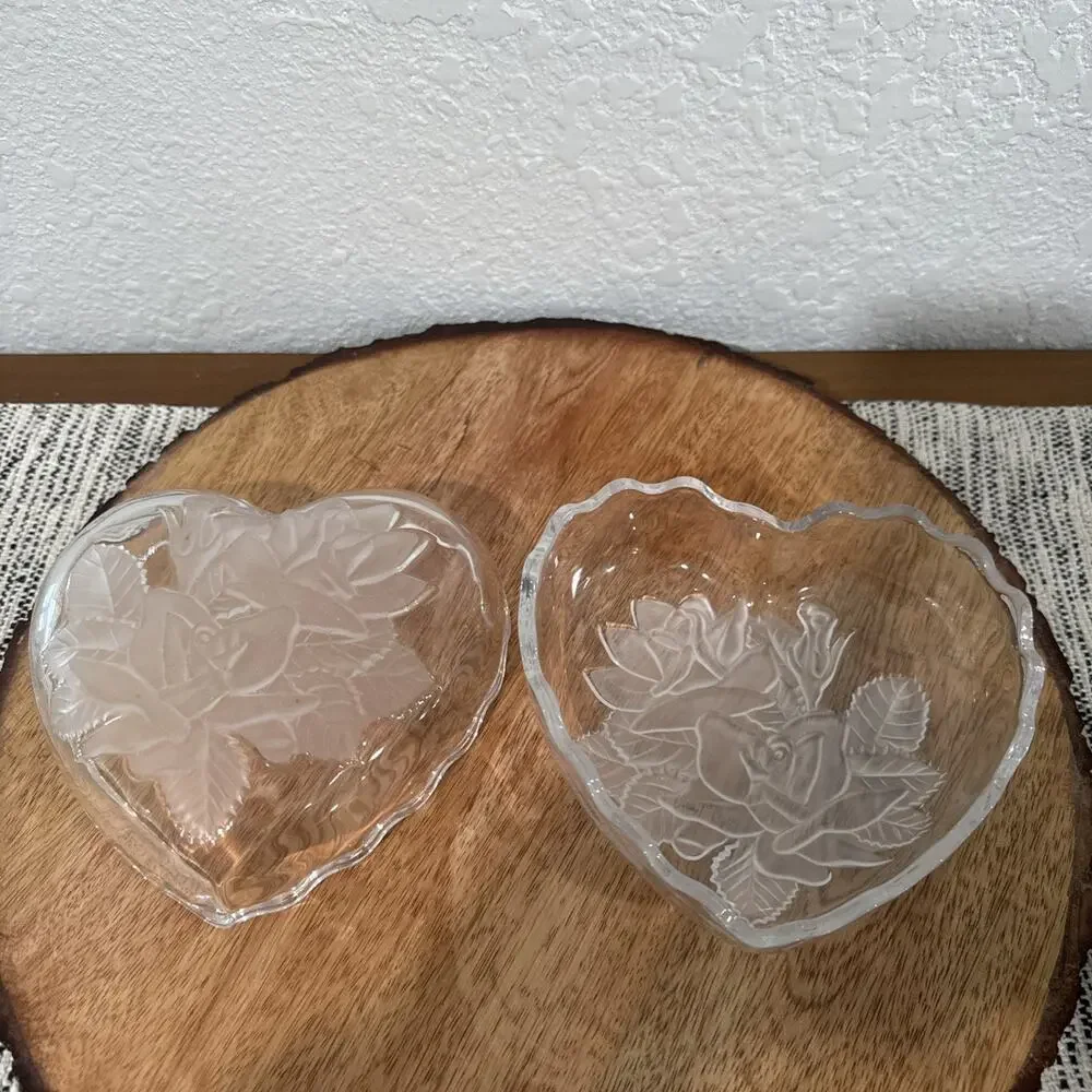Home Beautiful Dish Crystal Covered Heart Box Rose Pearls Serve Candy Trinket Bo